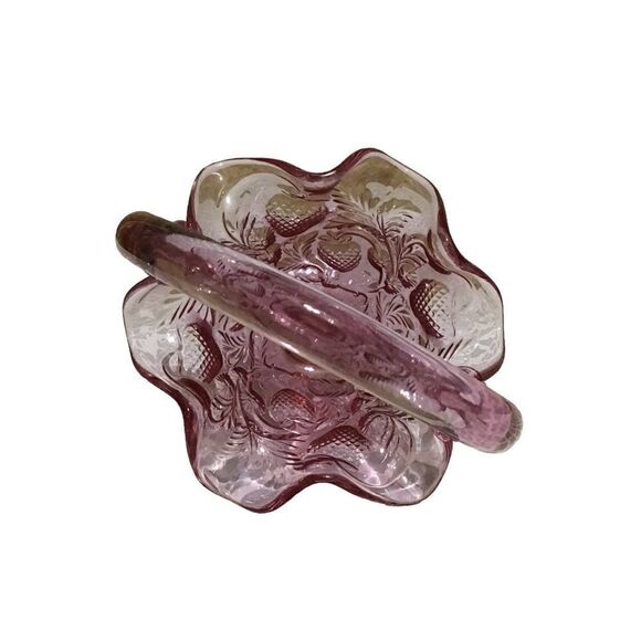 Vintage Fenton Pink Inverted Strawberry Mini Basket - Picture 5 of 7